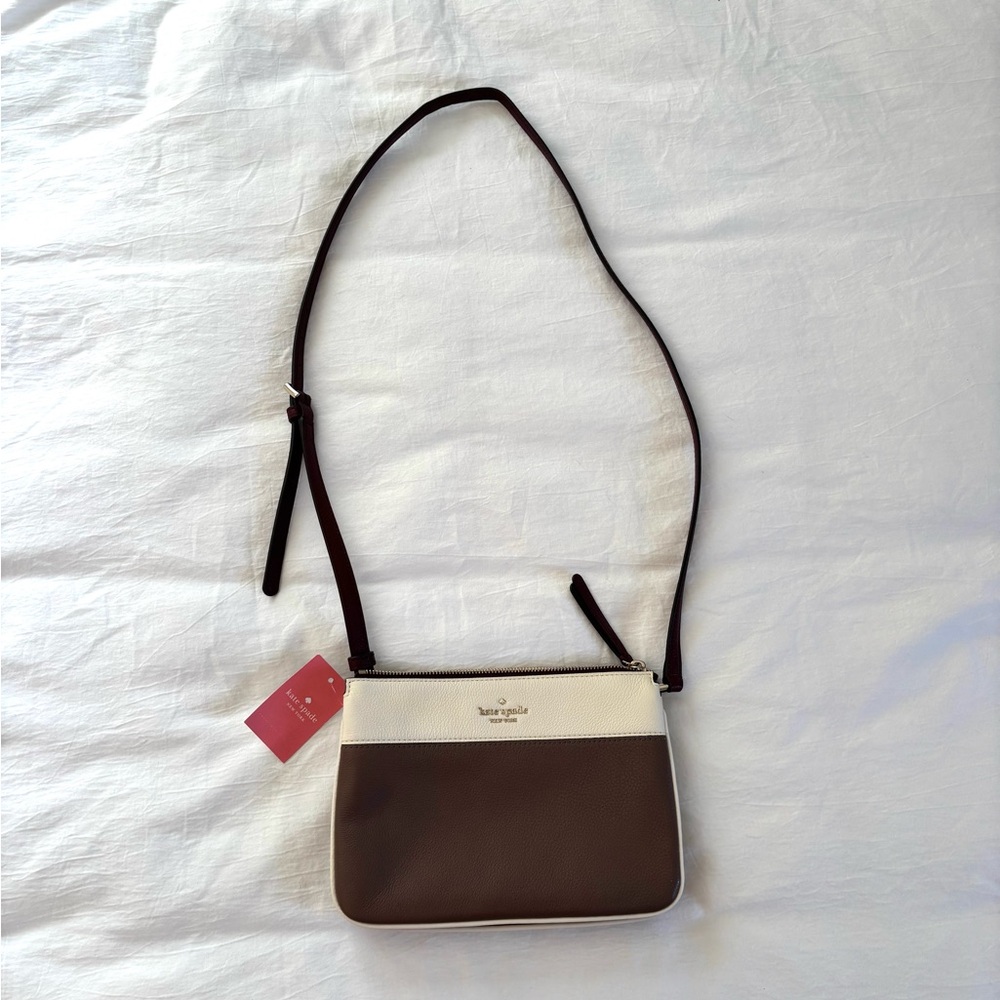 Kate Spade Brown and Cream Leather Crossbody Bag